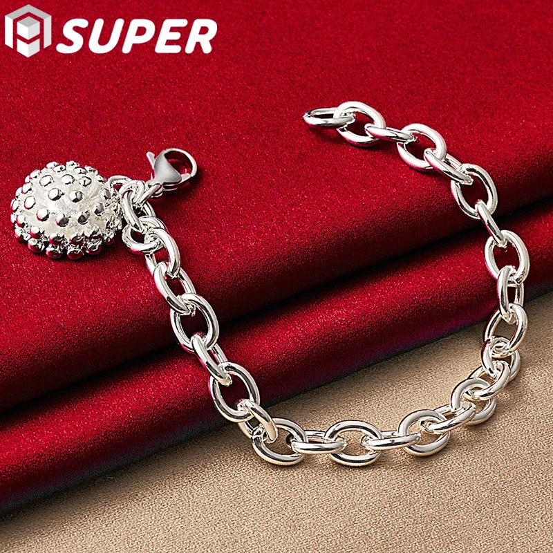 

925 Sterling Silver Firework Coral Pendant Bracelet Thick Chain For Man Woman Charm Wedding Engagement Jewelry