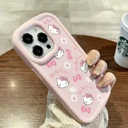 Sanrio Hello Kitty Pink Cute Phone Case For iPhone 15 14 13 12 11 Pro Max 7 8 Plus SE X XS MAX Y2K Anti Fall Silicone Back Cover