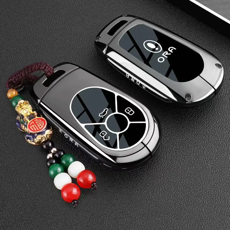 Zinc Alloy Key Fob Cover for ORA 5/Good Cat GT/Mulan/Ballet Cat/Lightning Cat, Heavy Duty Metal Case Shell with Keychain