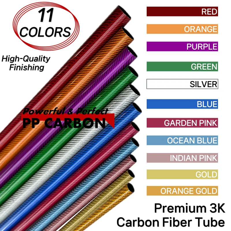 1pc Carbon Fiber Colored Tube 3K Pure Glossy Colorful Surface 1000mm OD 6-9mm Red Blue Orange Green Gold DIY for RC Airplane