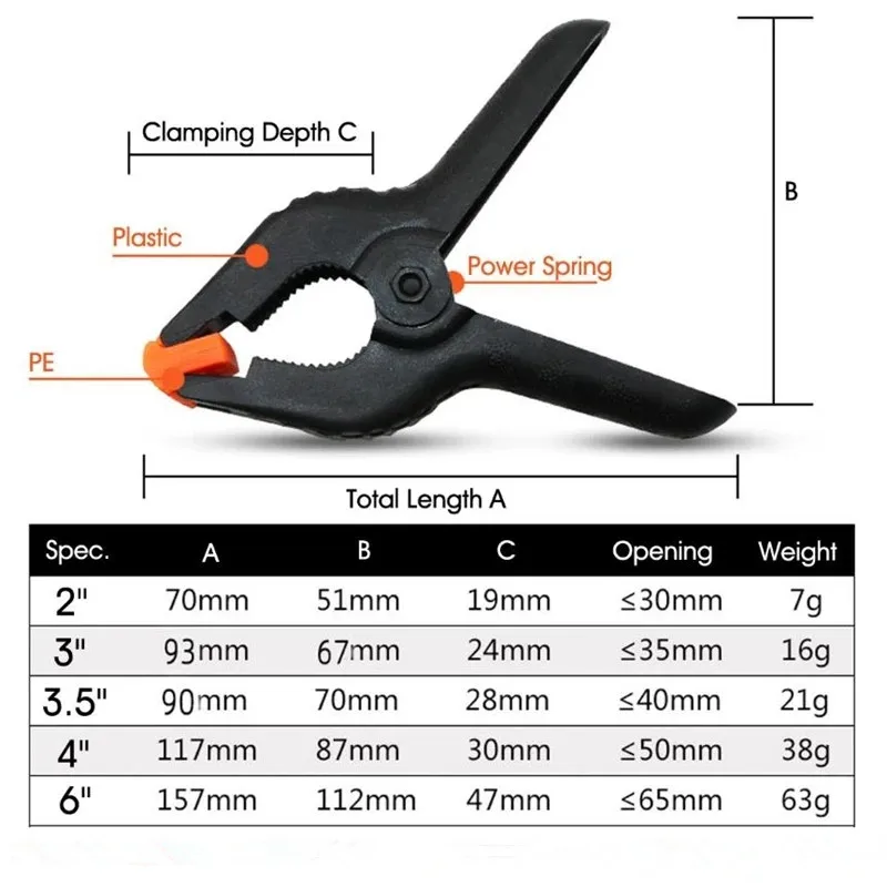 2 "/3"/3.5 "/4"/6 "الصلب البلاستيك الربيع كليب النجارة لتقوم بها بنفسك نموذج صنع الترابط قبضة 2 ''تبديل الربيع المشبك