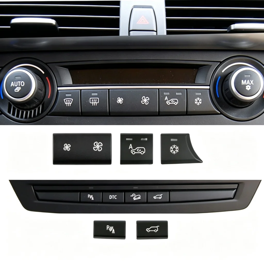 1 pièce pour BMW X5 X6 E70 E71 E72 2007-2014, kit de réparation de bouton de console centrale, remplacement du couvercle de l'interrupteur de ventilation AC, de stationnement et de hayon.