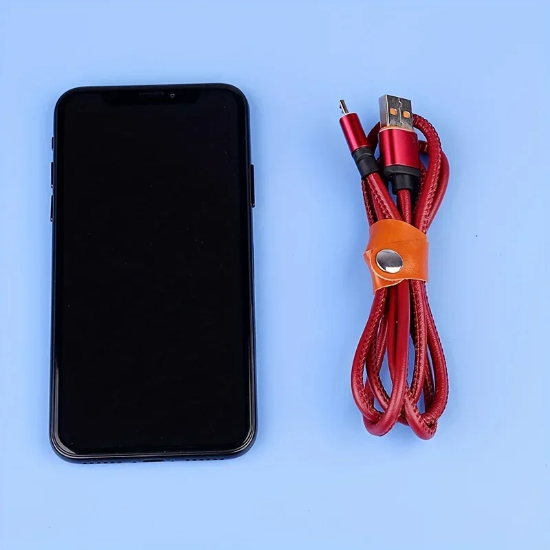 10 Stück Kunstleder-Kabelbinder für Datenkabel und Kopfhörerkabel, ohne Batterie, für Kabel – Detail 5