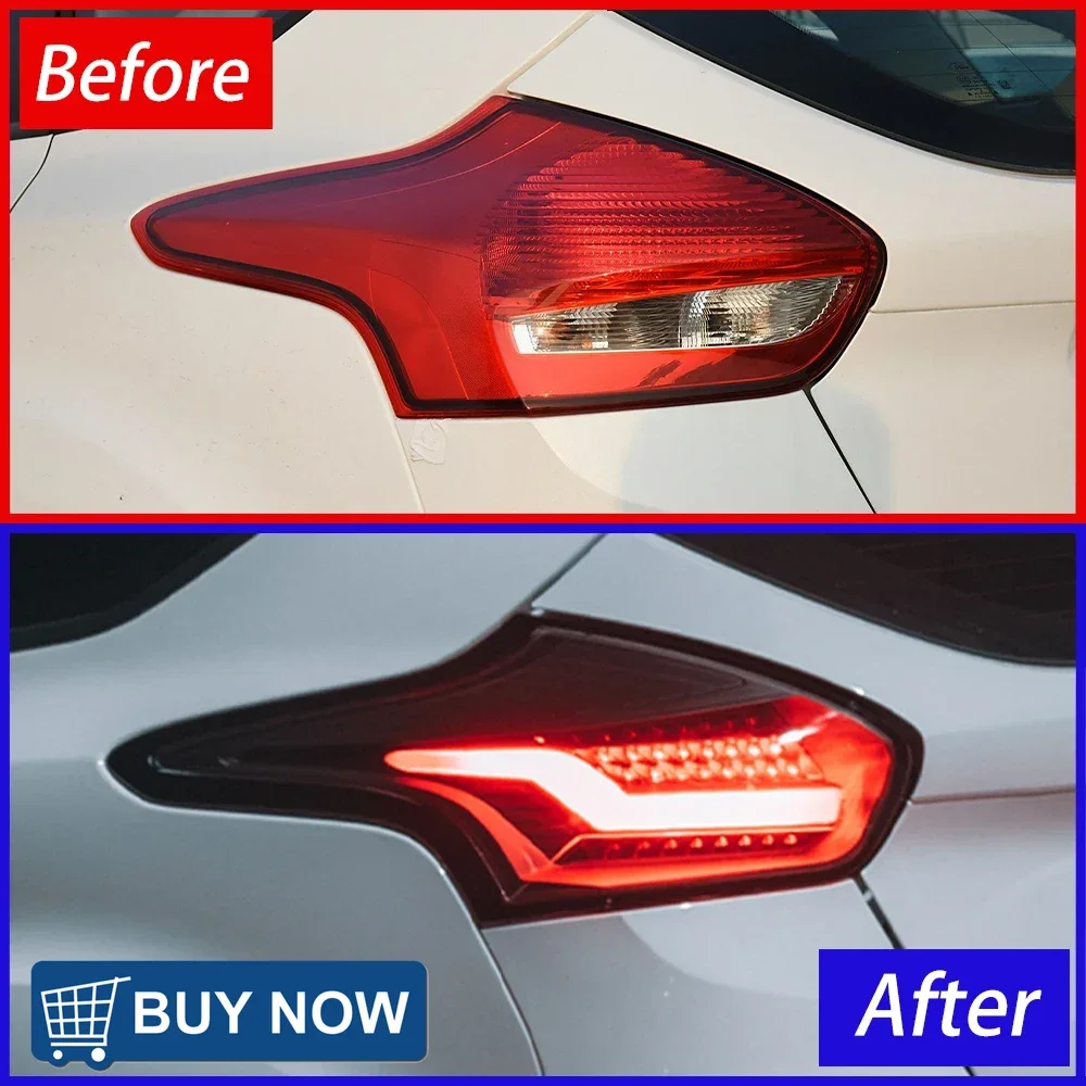 السيارات الخلفية الخلفية مصابيح لفورد فوكس هاتشباك 2015-2018 LED سيارة المصابيح الخلفية الجمعية ترقية وامض إشارة إكسسوارات مضيئة