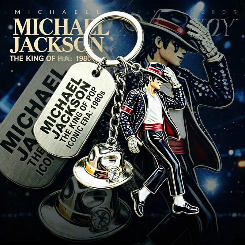 Michael Jackson Keychain Classic Dance King Fashion Bag Pendant Pendant Creative Music Idol 3D Car Interior Decoration Gift