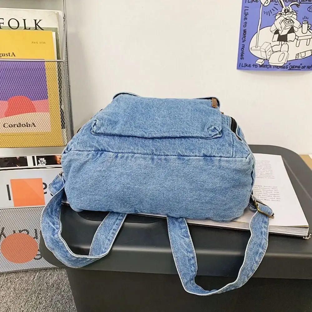 Sacs à dos en denim multi-poches de voyage, sac initié, grande capacité, cartables de cow-boy, sac en jean étudiant rétro décontracté