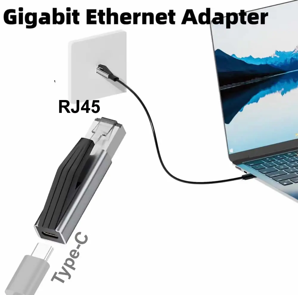 USB C to Ethernet Adapter, Portable 1Gbps Gigabit RJ45 to Type-C Network LAN Hub for MacBook Pro/Air, Phone XPS Switch Router