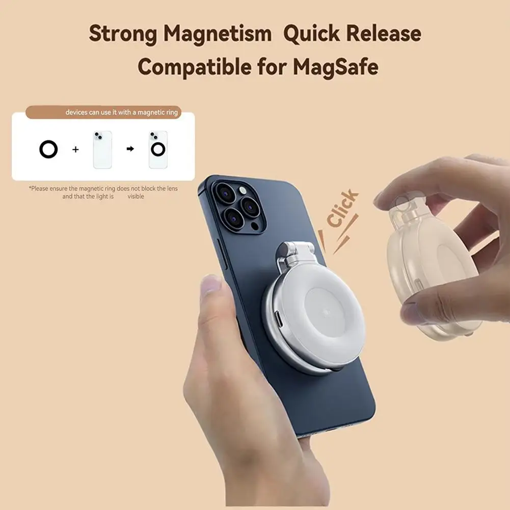 Foldable Smartphone Magnetic Fill Light Mini Selfie Modes Adjustable Light Brightness Makup Light 3 Mirror Photography Rota N2N3