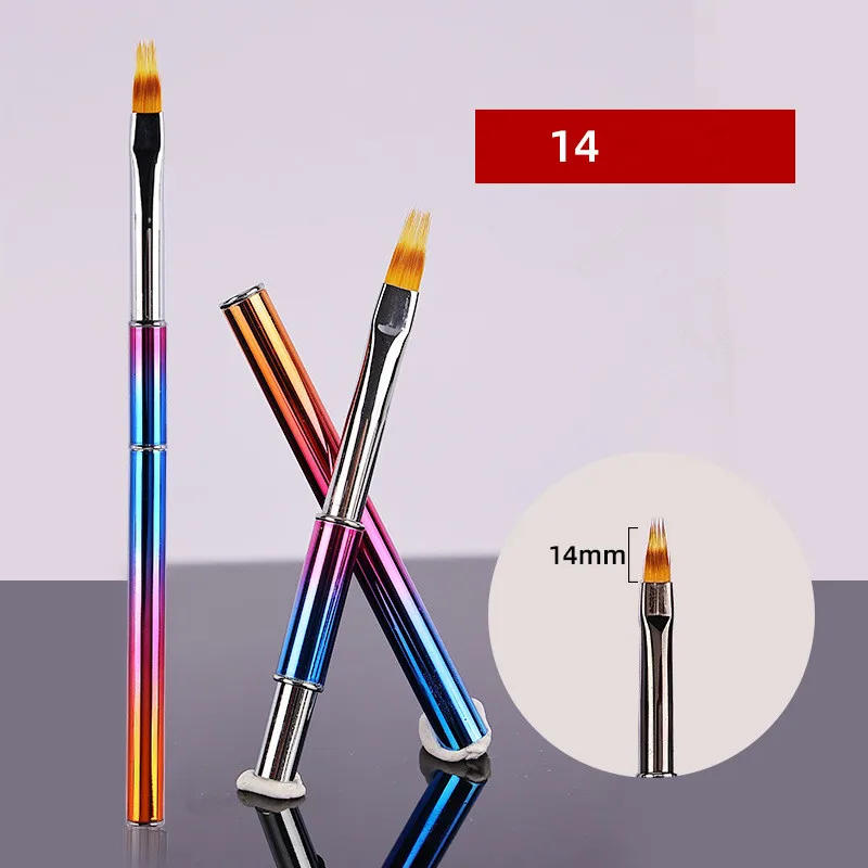 Rainbow Metal Nail Brush Nail Art Brush Line Painting Brushes Crystal Acrylic Thin Liner Drawing Pen Manicure Tools