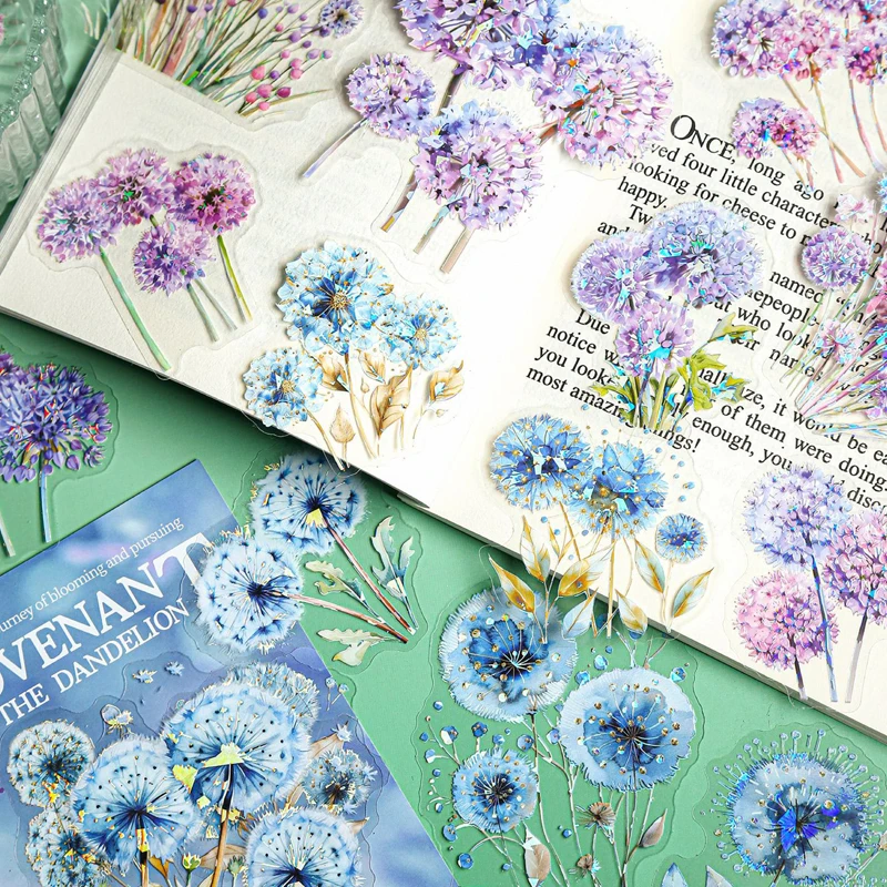 Mr. Paper 6Style 10Pcs/bag Dandelion\'s Promise Series Shell Light Sticker Pack DIY Material Handbook Journal Card Phone Case