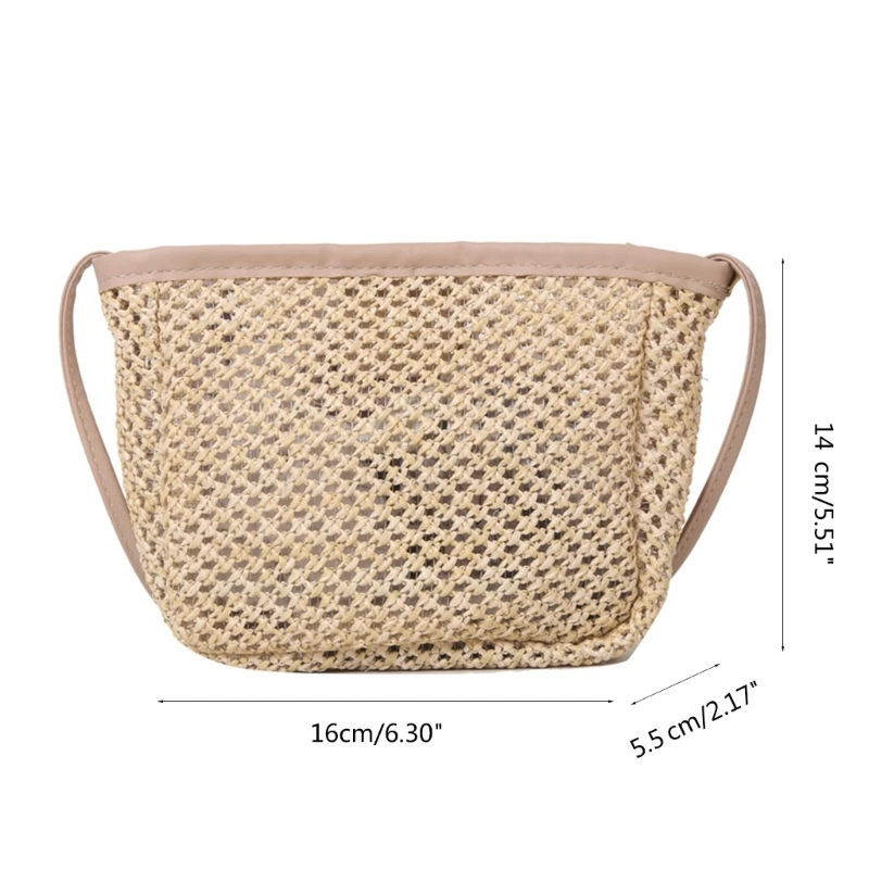 Casual Woven Shoulder Bag Travel Crossbody Bag 2023 SummerBeach Shoulder Bag for Girl Women Straw Weave Mini Square Bag