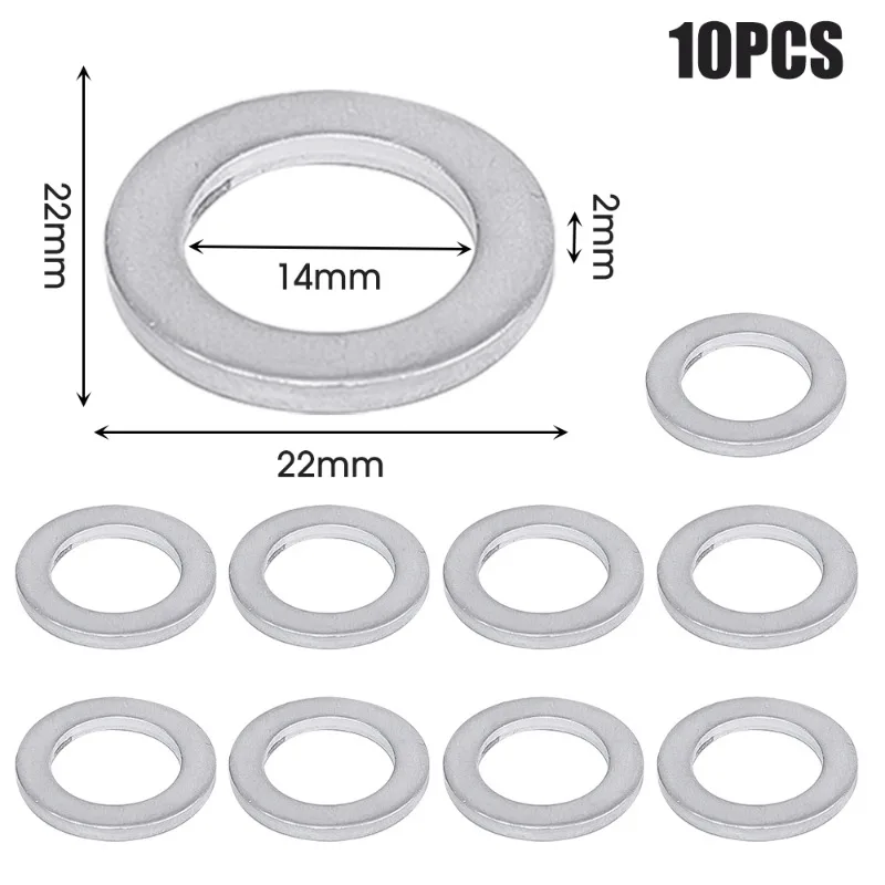 14mm Hole Nut Washer Car Engine Sump Oil Drain Seal Gasket for Honda Engine Oil Sump Aluminium Seal Gasket Auto Parts 10/100PCS