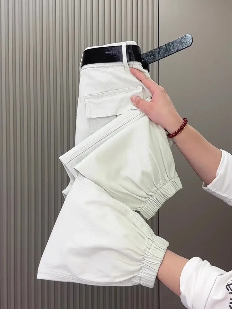 Pantaloni casual moda donna primavera autunno nuovi pantaloni corti in cotone lavato sottile allentato a vita alta pantaloni Haren streetwear moda