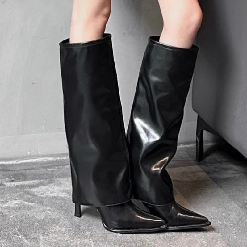 High Boots Women Pointed Toe High Heels Shoes Elegant Sexy Woman Chelsea Boots 2025 Autumn Designer Dress Pumps Botas De Mujer