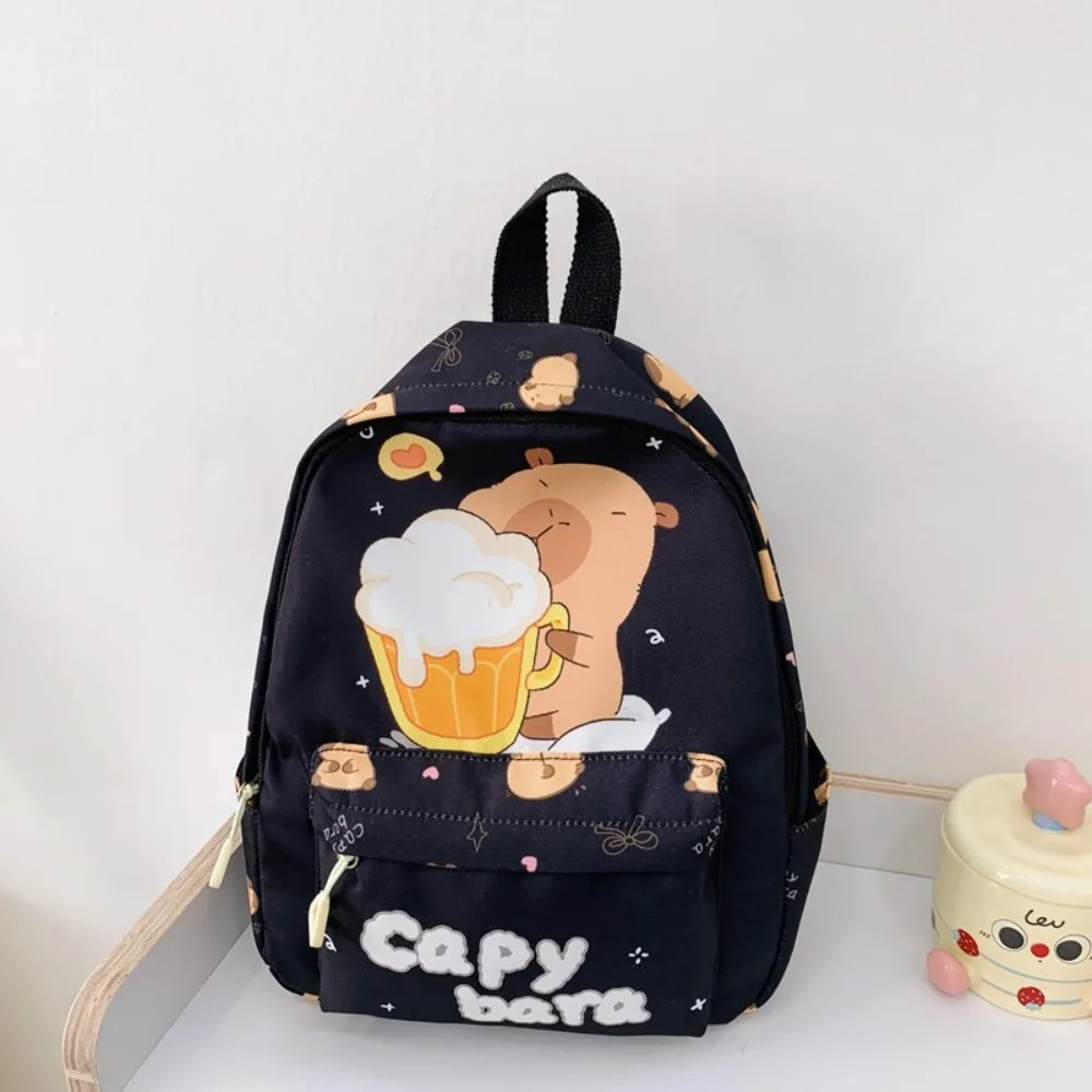 

Cartoon Nylon Backpack Capybara Large Capacity Shoulders Bag Alleviate Burden Waterproof Bookbags School Office