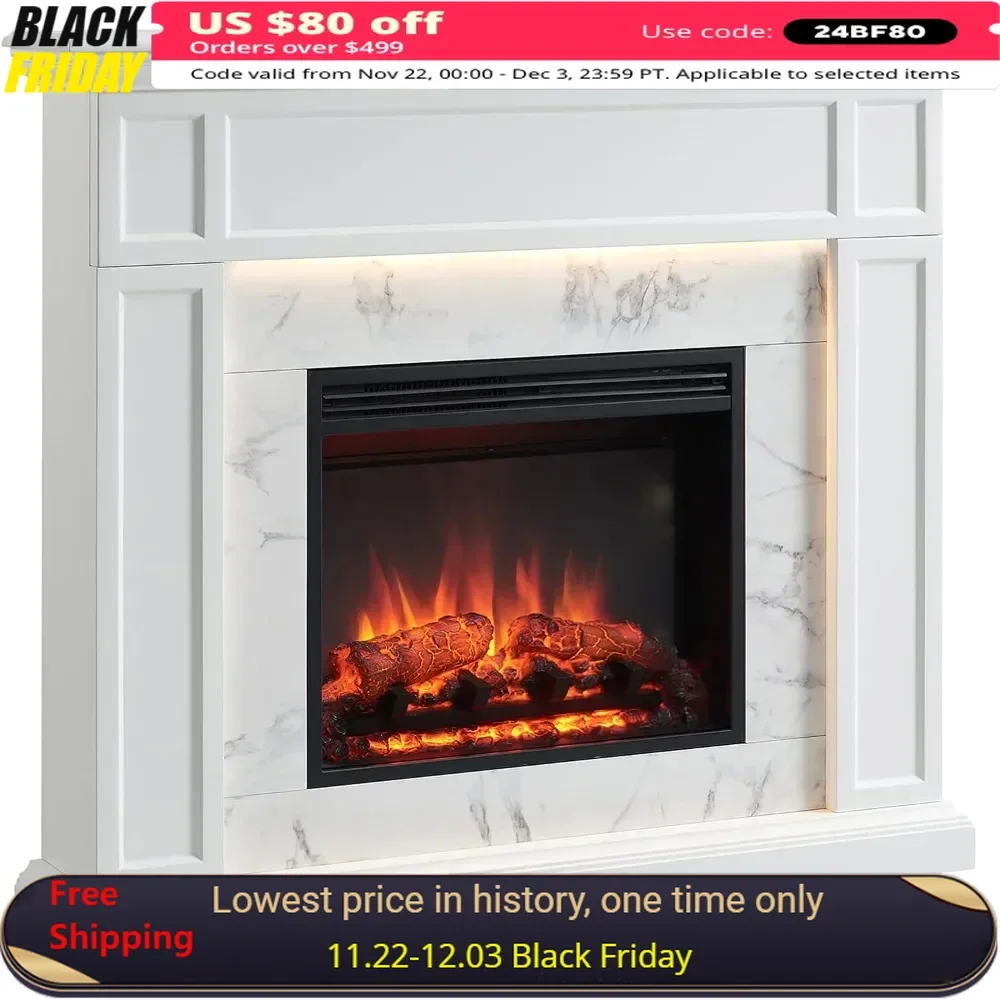 

Electric Fireplaces with 23 Inch Electric Fireplace Insert, Weekly Timer, Mood Light, Remote Control， Electric Fireplaces