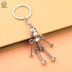 Punk hip hop screw stainless steel Robot Keychain Women Lovely Universe Planet KeyChain Jewelry Bag Pendant Key Ring Girls Gift