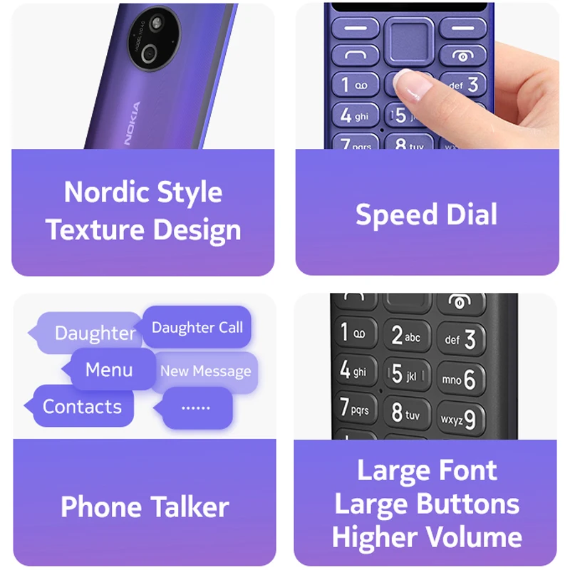 2024 New Nokia 125 4G Feature Phone Dual SIM Camera 1450mAh Bettery Bluetooth 5.0 FM Radio Mobile Phone Original