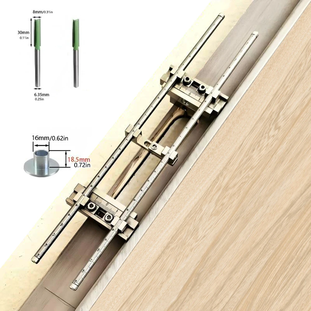 

Door Latch Guard Plates Hole Opener Jig Door Hinge Jig, Adjustable Mortise Jig Door Latch Plate Drilling Template Kit