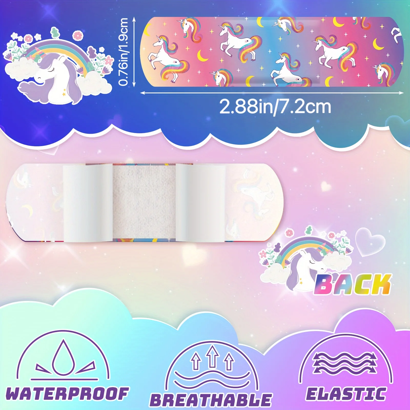 30/60pcs 6 Styles Bandages Cute Cartoon Unicorn for Girls Kawaii Variety Pack Comfortable Flexible Protection Care for Small Cut
