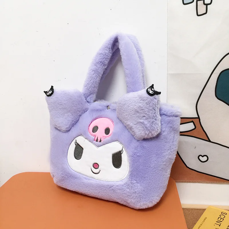 Sanrio-Bolso de peluche Kawaii Kuromi para niñas, Mini bolsa de animales de peluche de Anime, novedad