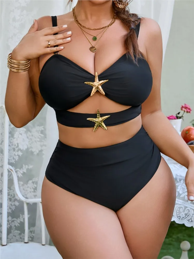 

Plus Size High Waist Bikini Women's Push Up Large Size Swimsuit 2026 Summer Mujer Big Size Tummy Control Swimwear Bikini Sets