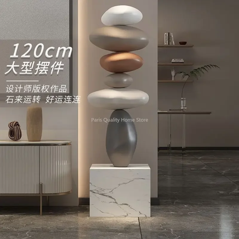 Sculpture en résine de pierre Feng Shui, modèle de sculpture sur pierre d'art moderne, décoration de salon, artisanat de décoration de jardin de maison, cadeaux