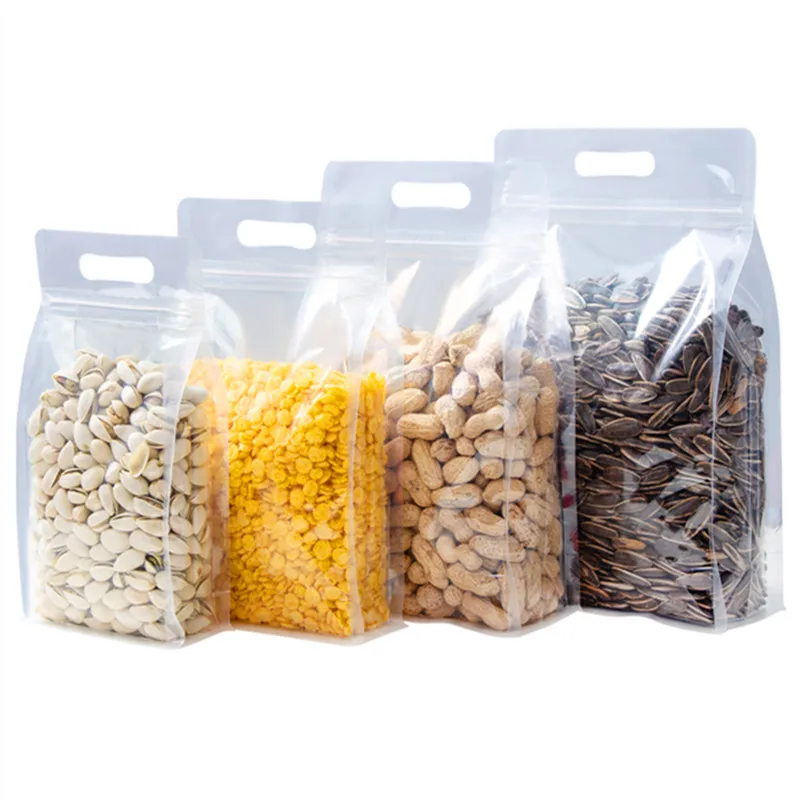 50PCS 3D Plastic Portable Ziplock Bags Reclosable Clear Snack Sugar Spice Cereals Coffee Beans Wedding Gifts Packaging Pouches