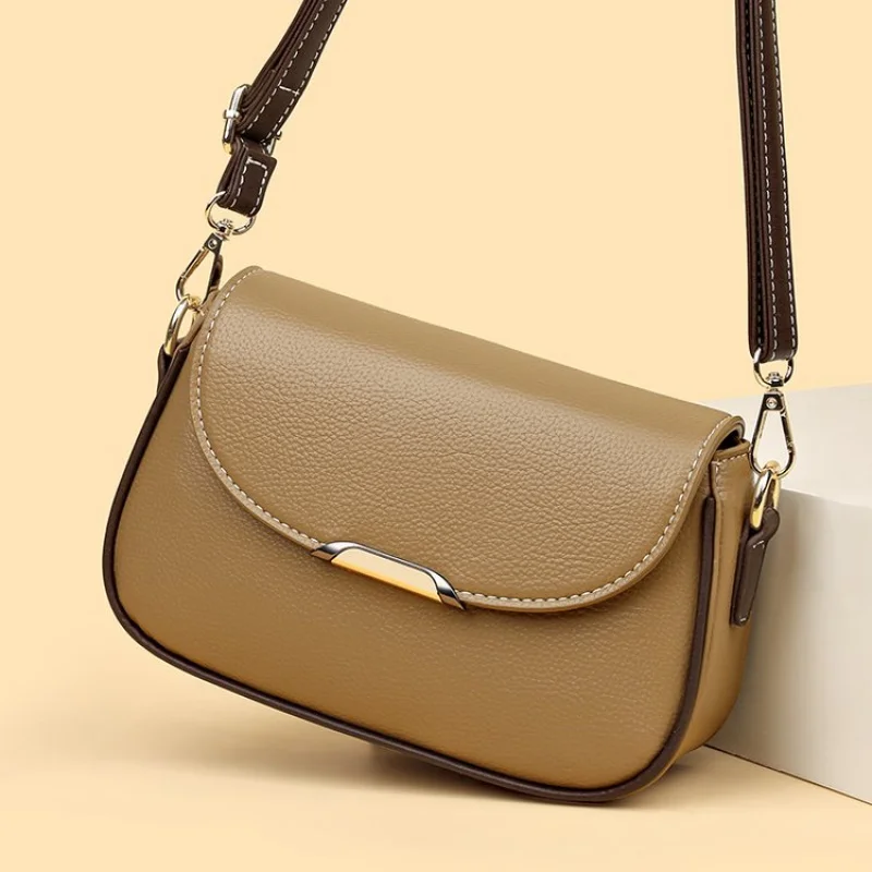 حقيبة كتف نسائية جلدية عصرية فاخرة أنيقة كلاسيكية مصممة باريس حقيبة ركاب عصرية يومية عتيقة ​