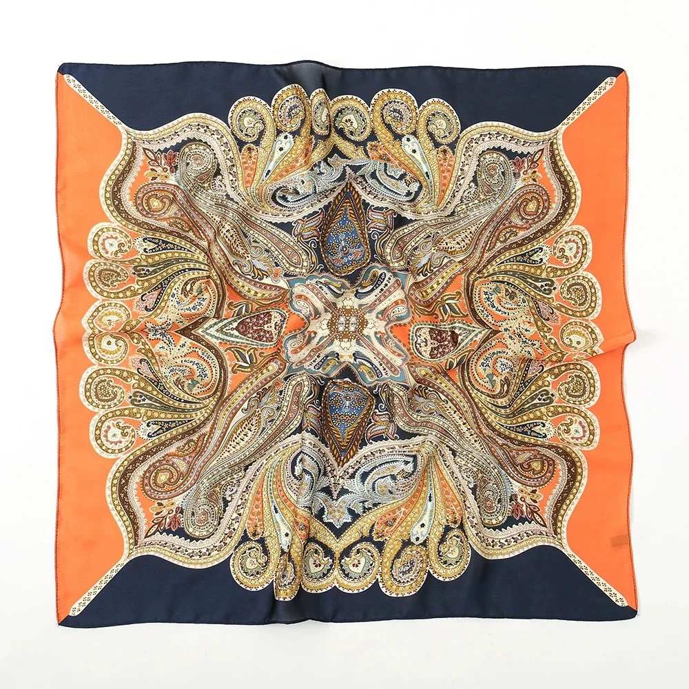 70 cm Haar-Print-Seidenschal mit kühlendem Gefühl für Damen, modische Halstüte, Handtaschen-Foulard, Handgelenktuch, Schal, Wickeltuch, Hijab, Damenaccessoire – Detail 2