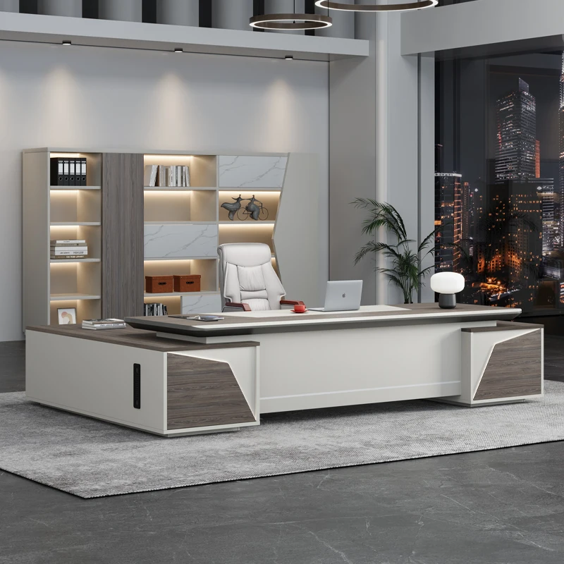 

Краска для выпечки, стол для босса, стул, двойной шкаф, комбинированная книжная полка, высококачественный большой стол, роскошная мебель для руководителя офиса