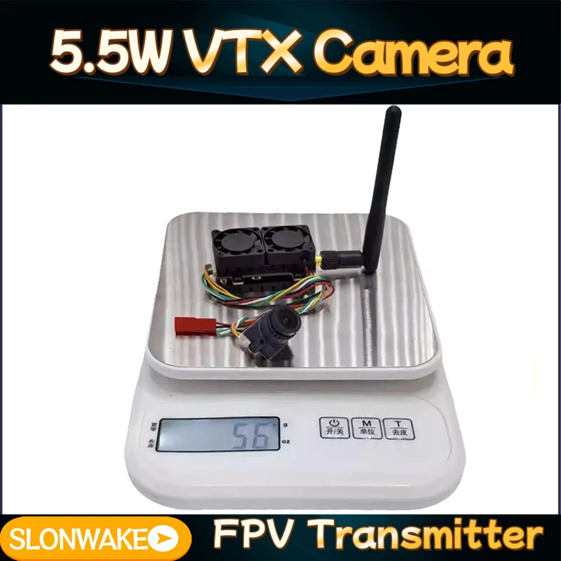 Moduł nadajnika SLONWAKE 5.8G 5.5W VTX, czterowarstwowa chłodzenie, 48 kanałów, 1000TVL, obiektyw 2.5mm, kamera odpowiednia do dronów.