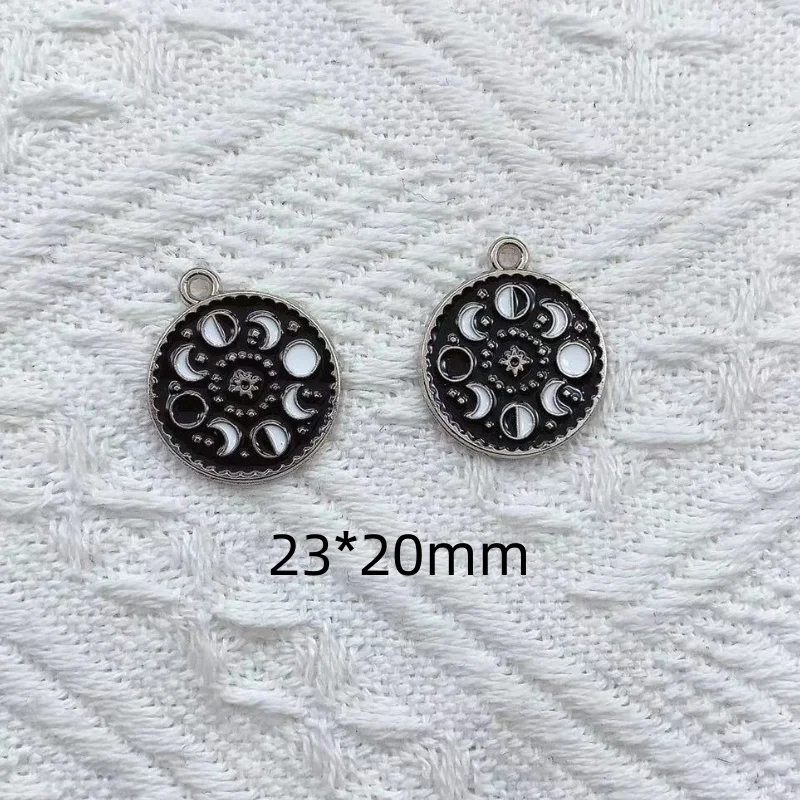 10pcs/lot Moon Phase Black Dark Glowing Charm for Jewelry Metal Accessories DIY Charms For Jewelry Crafts Findings