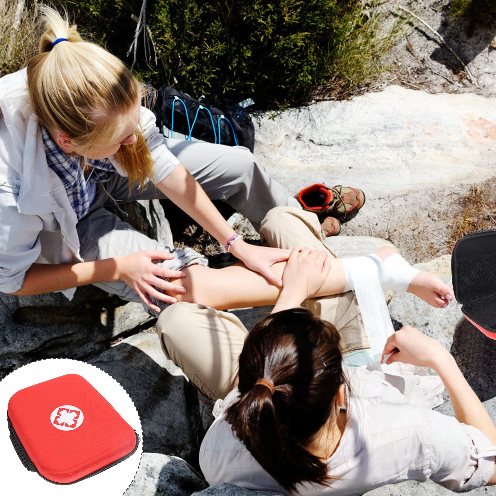 حاوية إسعافات أولية حمراء محمولة مقاومة للماء للسفر العائلي والمكتب والمدرسة ورحلة العمل آمنة وموثوقة