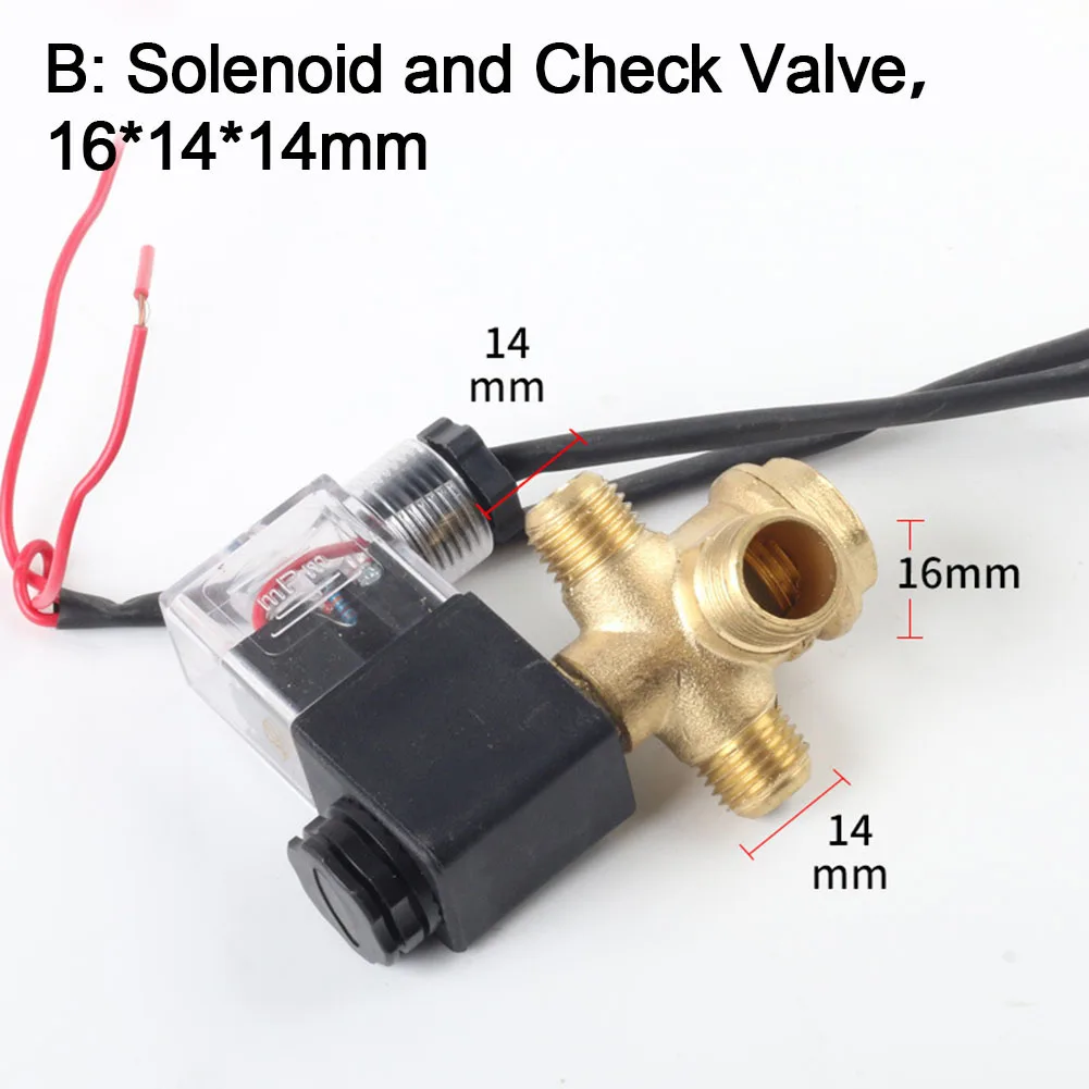 Air Compressor Solenoid Valve Mute Oil-free Power Off Exhaust Check Valve Air Pump Compressor For Air Pump Pneumatic Tools