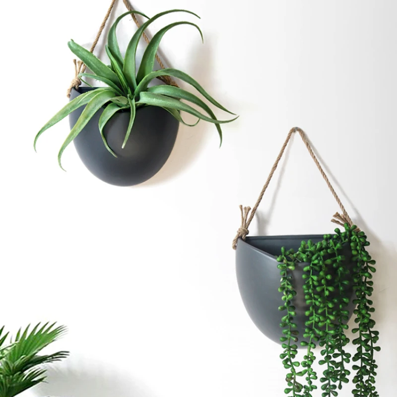 Nordic ceramic flower pendant decoration creative wall hanging hydroponic simple hanging basket hanging wall flower pot