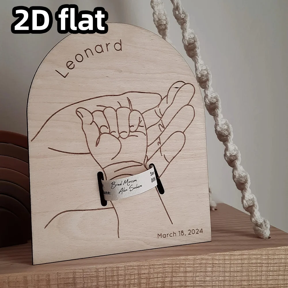 عرض سوار خشبي مخصص لعرض عنصر واحد، علامة ذاكرة الميلاد المحفورة، ديكور شخصي للأطفال