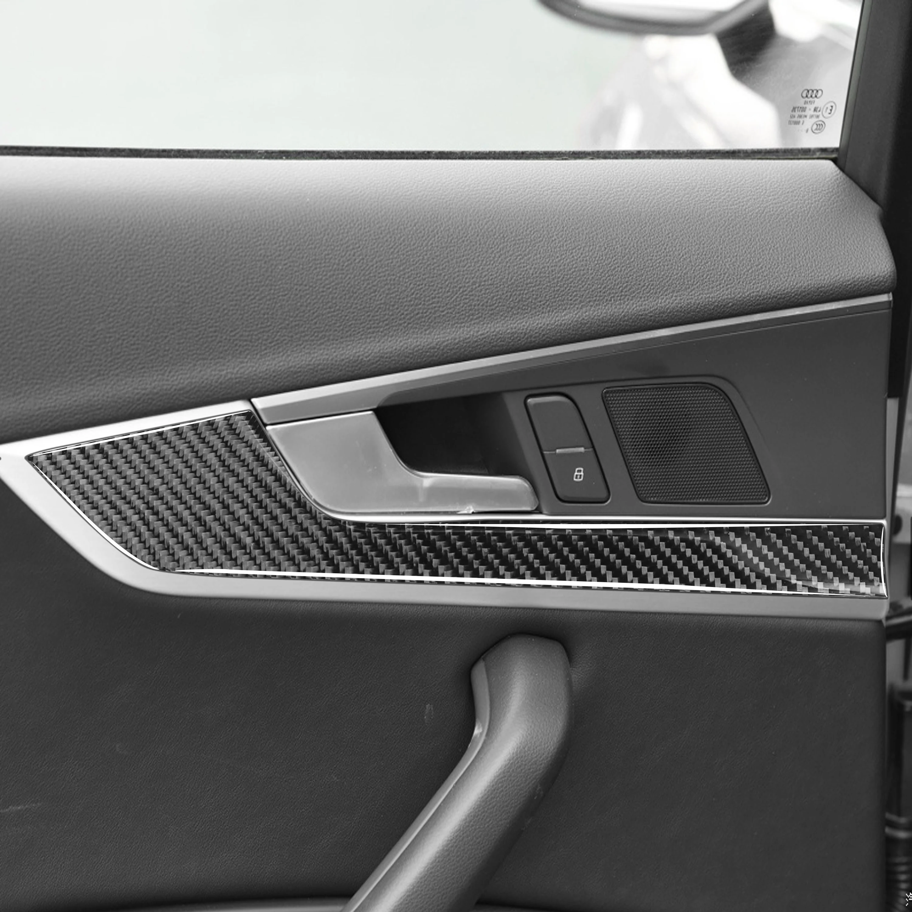 

For Audi A4 A5 B9 2017-2024 Real Carbon Fiber Front Rear Inner Door Panel Cover Decorative Car Accessories Decoration Sticker