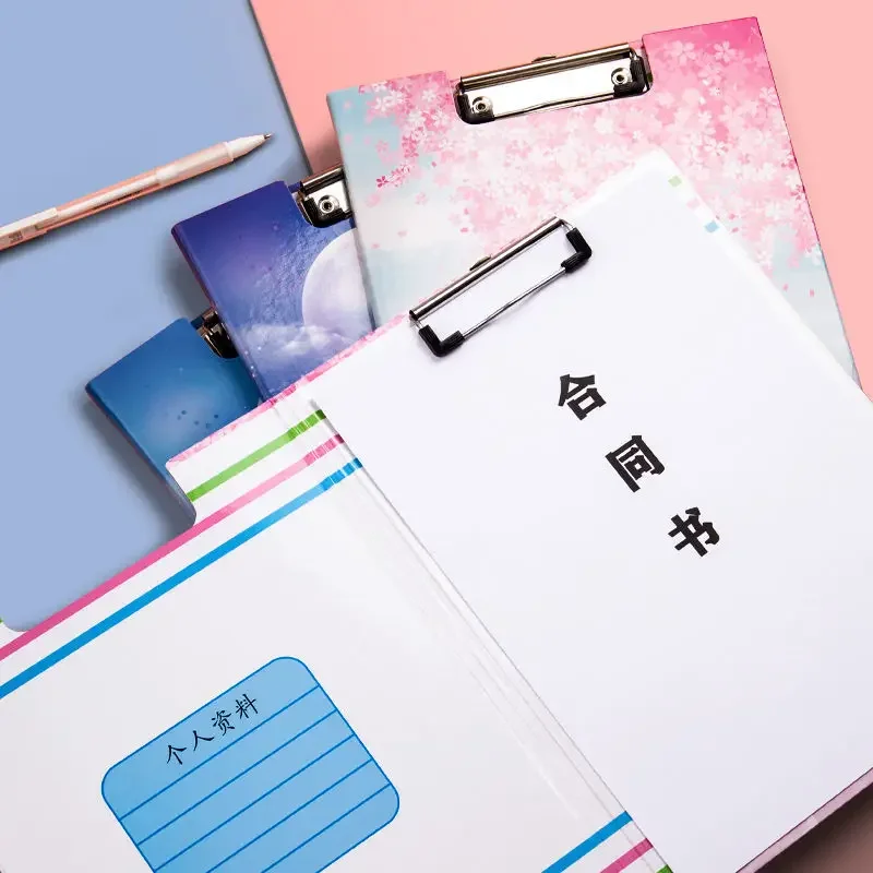 A4 Cute Cartoon Paperboard Clip Document Board Clip Writing Pad Splint Thickened Multifunctional Student Office Stationery