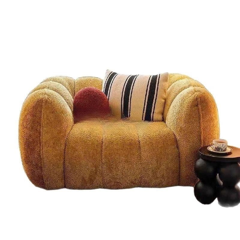 French retro cream style, sofa living room modern minimalist designer straight row fabric single lazy sofa