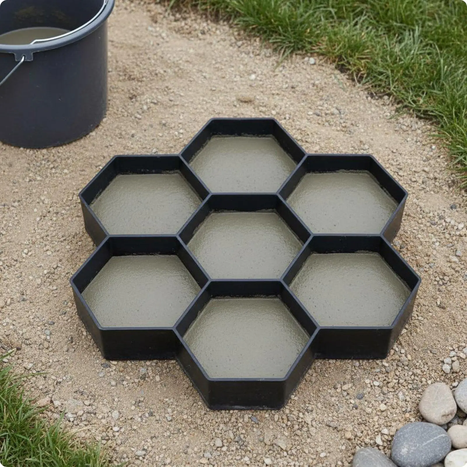 Hexagonal Concrete Paving Former Reusable Hexagon Paving Former Easy to Use for Landscapers, Contractors, Walkway, Yard,