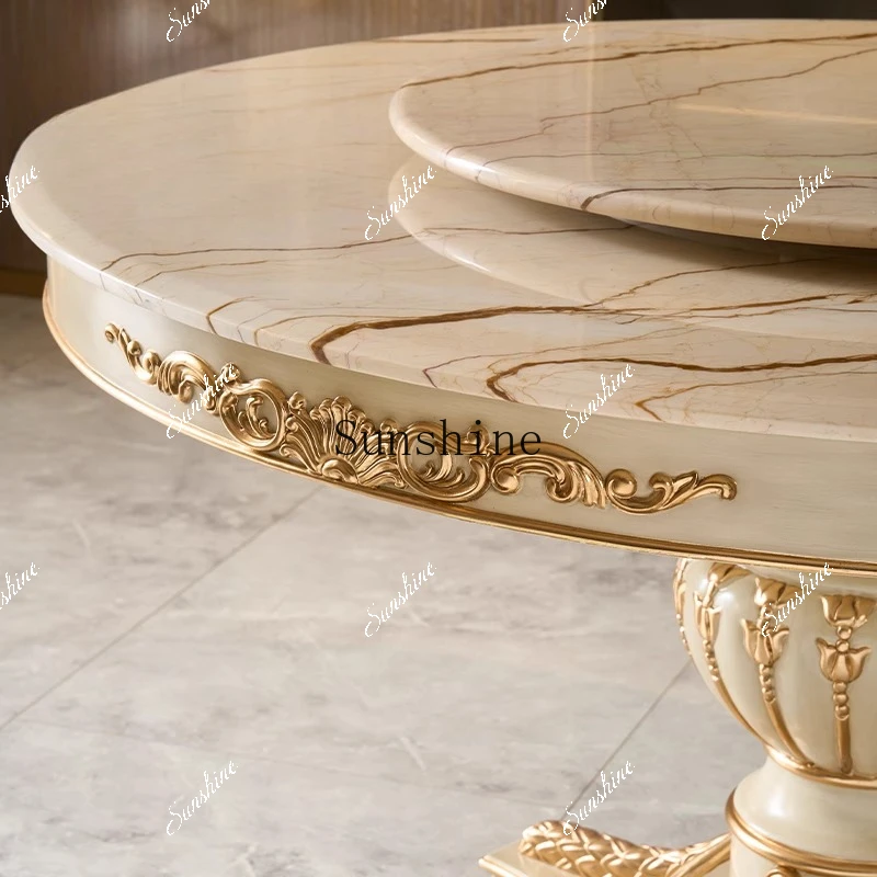 복고풍의 작은 프랑스 가구 대리석 원형 식탁과 의자 조합 FT