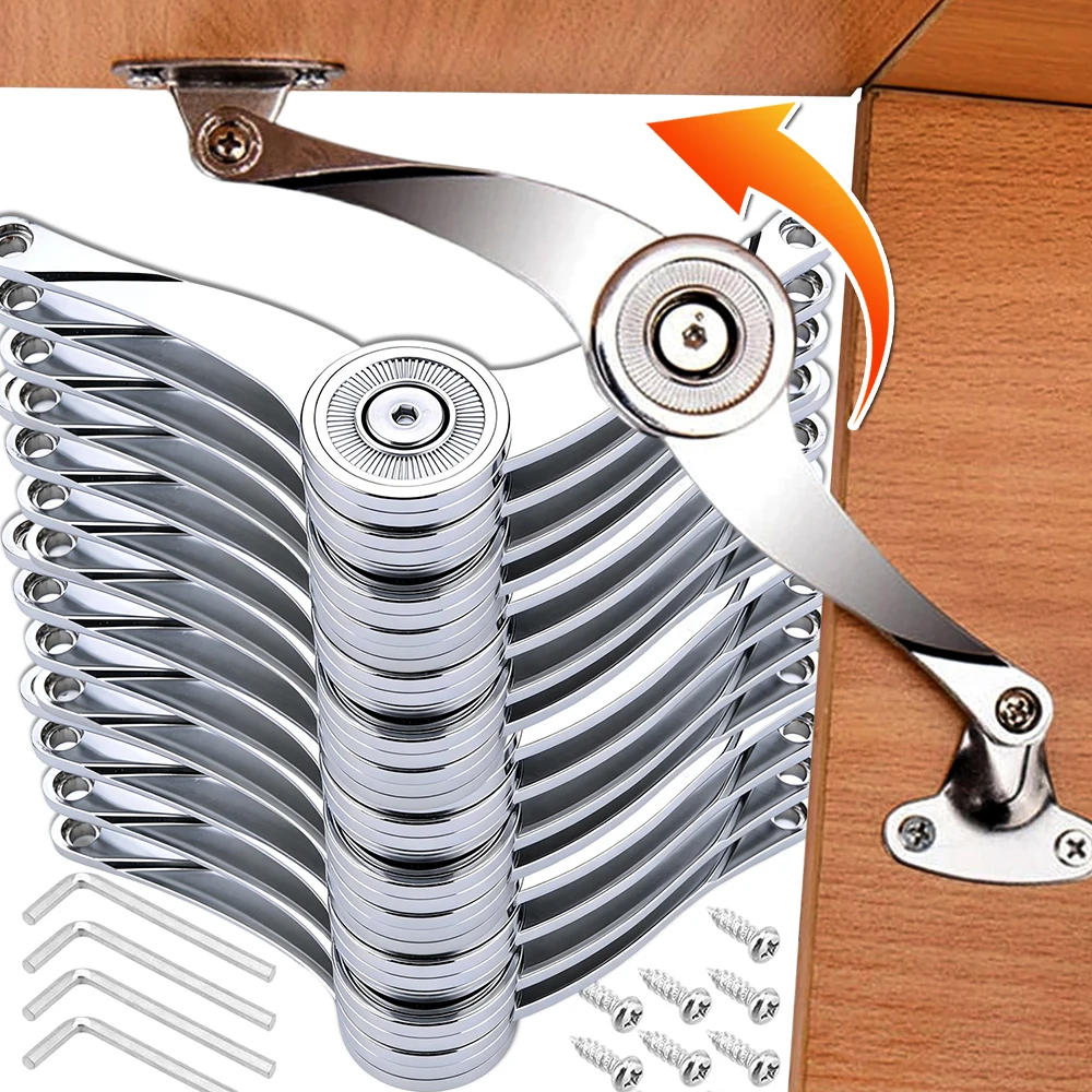 Wardrobe Adjustable Support Rod Hinges Furniture Cabinet Folding Lid Stay Hinge 75°90°110° Opening Lift Up Flap with Soft Close