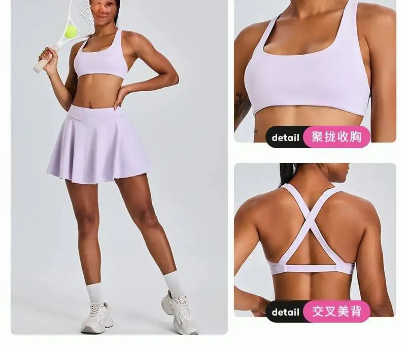 

Golf Women High Waist V Running Outdoors Tennis Gym Sports Skirt Fiess Sets Sport Outfit For Woman