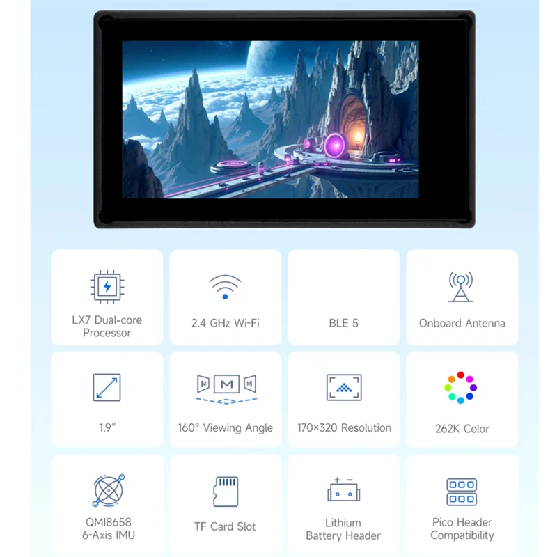 170 x 320 Pixel ESP32-S3 1,9 Zoll Touch-Display-Entwicklungsplatine 262 K Farbe, 32-Bit LX7 Dual-Core-Prozessor