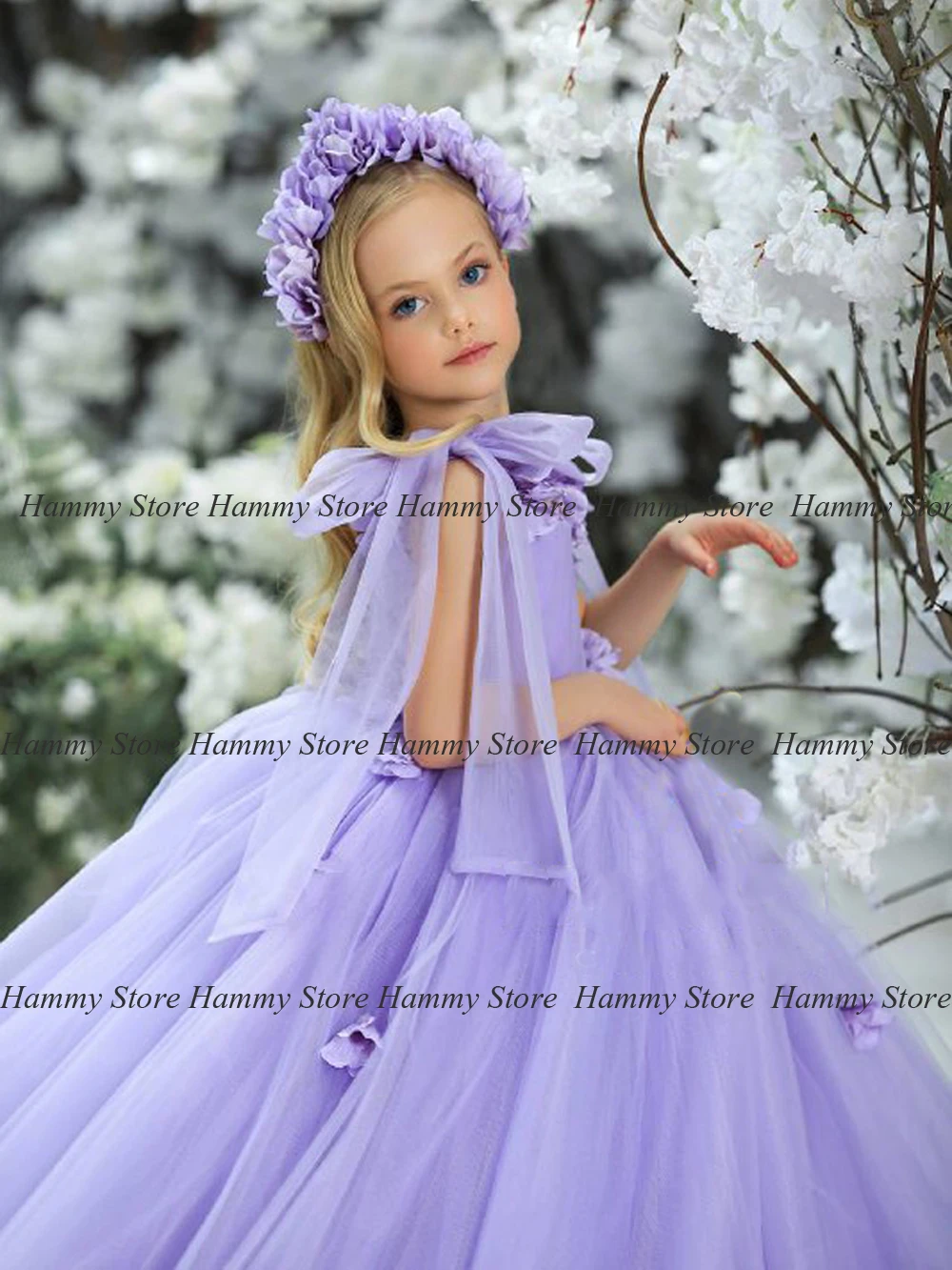 Yipeisha Lavendel Blume Mädchen Kleid Scoop Neck Ballkleid 3D Blumen Geburtstag Party Kleider für Kleine Mädchen Erstkommunion Kleid