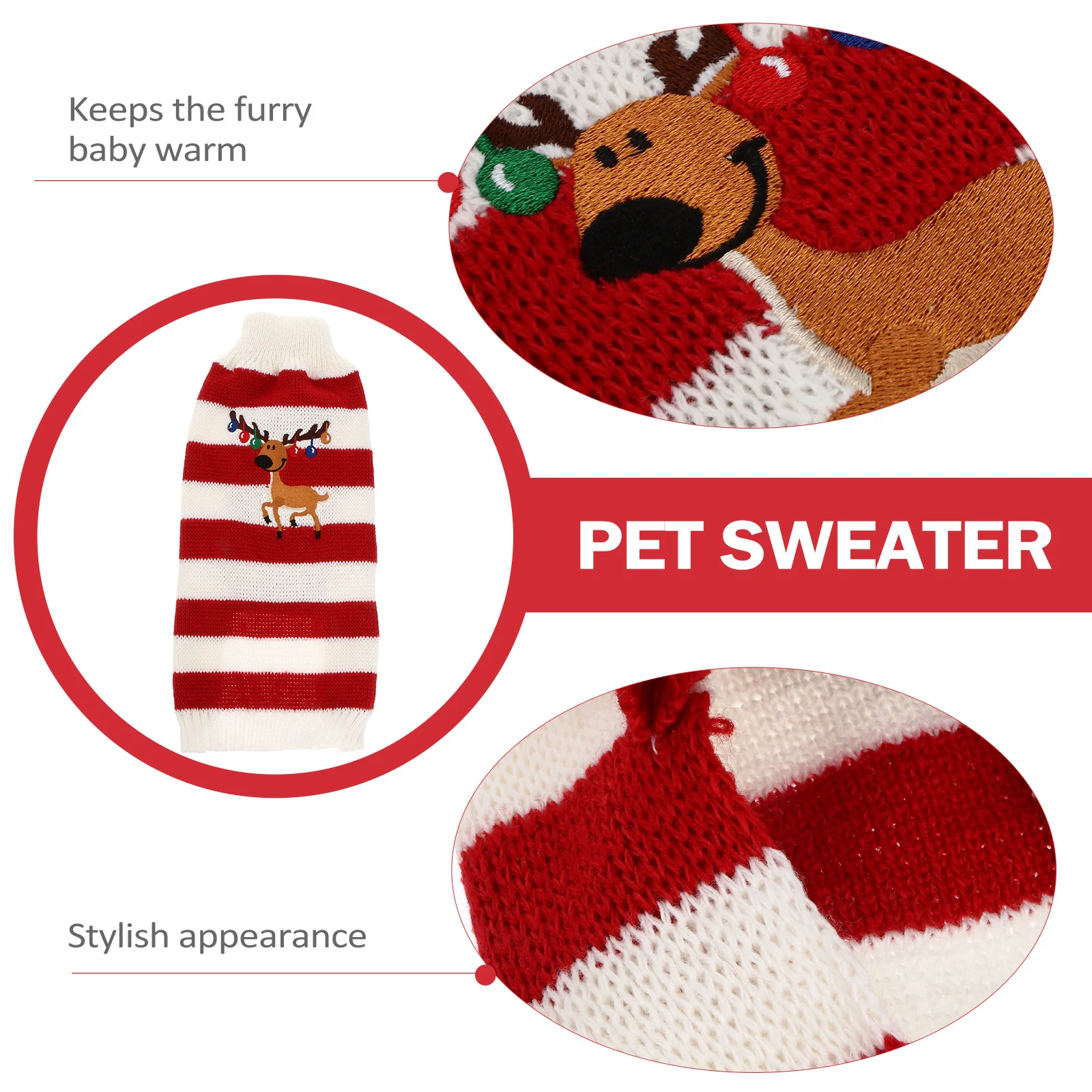

Dog Christmas Sweater Elk Pattern Winter Pullover Red Size L Holiday Pet Clothes Puppy Clothing Pet Sweater Dog Clothes