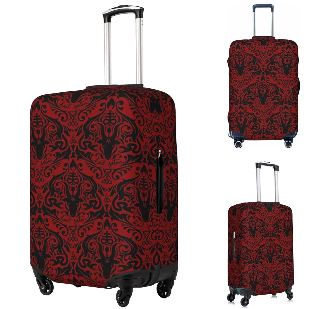 

Damask - Hail Satan (Black & Red Default) Suitcase Cover Protection Elastic Travel Luggage Protector Covers for 18-32 Inch