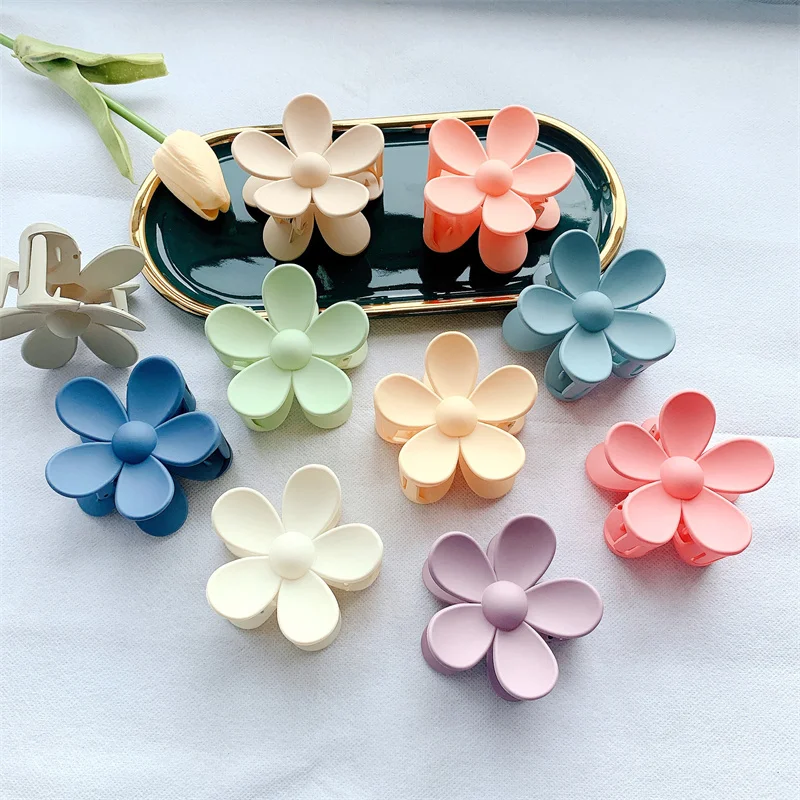 Kleurrijke Snoep Gekleurde Haarclip Frosted Flower Grab Clip Haarspeldjes Hoofddeksels Paardenstaart Voor Vrouwen Haarklauw Haarspeld Accessoires