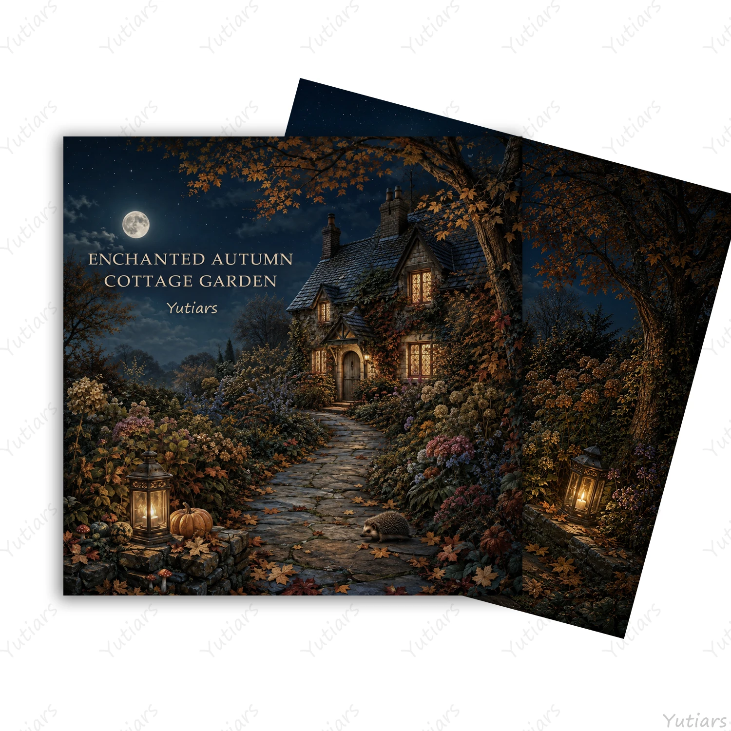 Cozy Autumn Cottagecore Adult Coloring Book, Detailed Garden and Country Cottage Line Art, Single-Sided Pages for Stress Relief